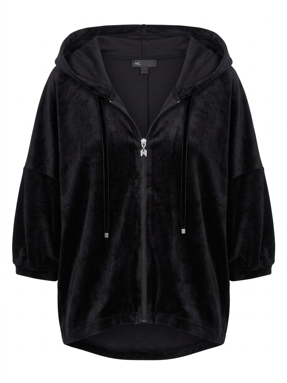 Victoria's Secret Black Velour Hooded Zip-Up Jacket